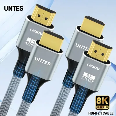 UNTES 2er-Pack 8K HDMI 2.1 Kabel 48 Gbit/s Ultra High Speed HDMI geflochtenes Kabel-4K120 Hz 8K60 Hz HDR10 eARC für Roku TV/PS5/HDTV/Blu-ray