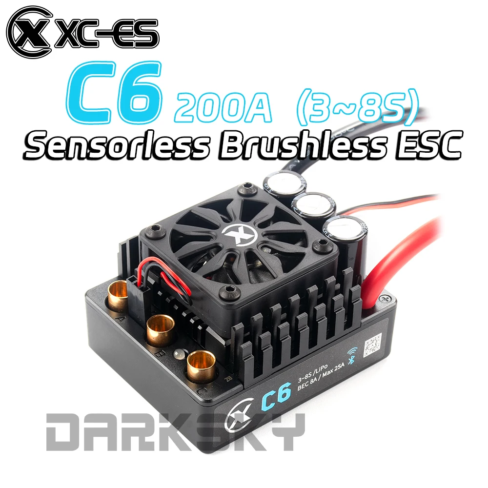XC-ESC C6 200A Bürstenloser ESC 3-8S LiPo-Akku für 1/7 1/6 RC Modellauto LKW Buggy On-Road Racing Zubehör
