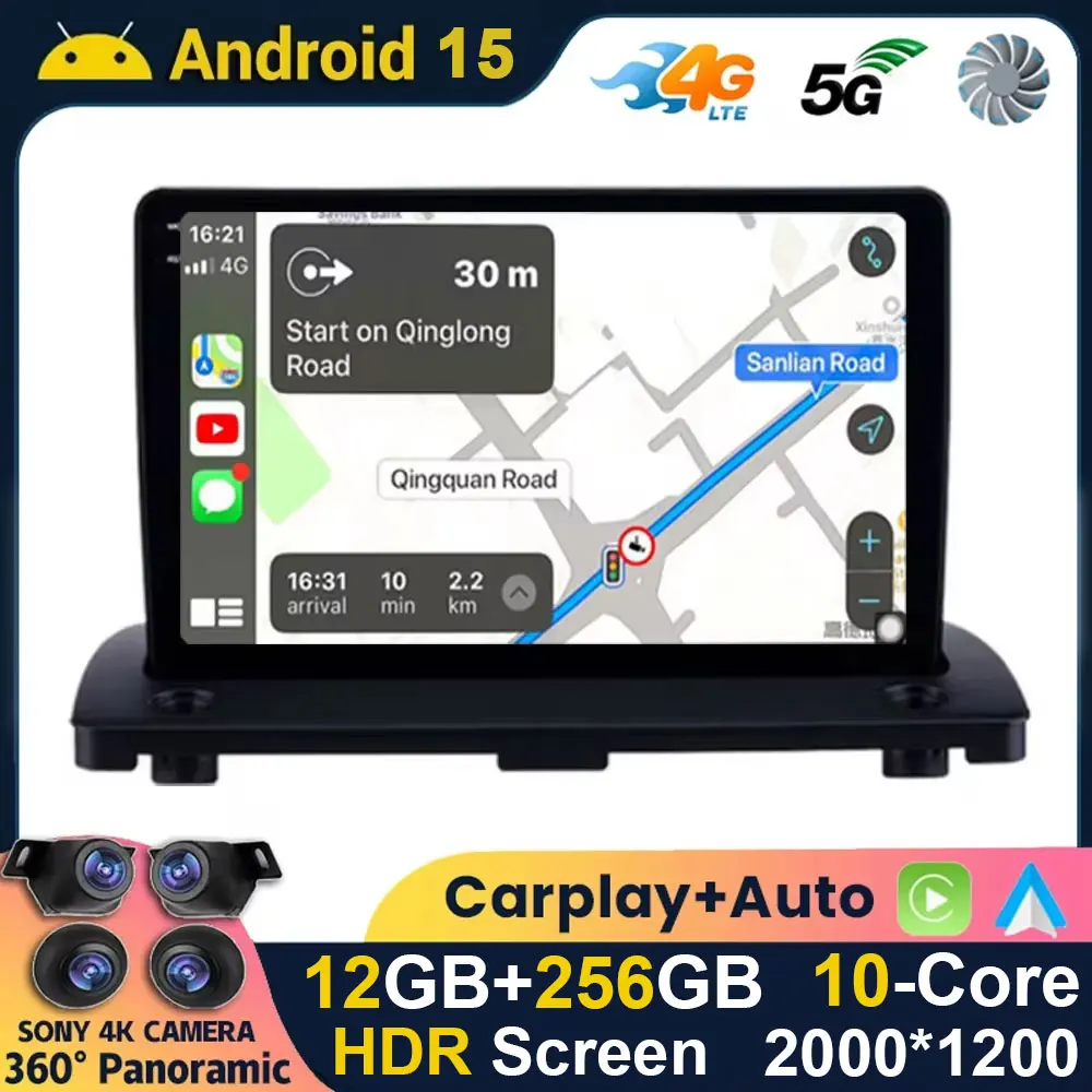 Android 15 Carplay Auto For Volvo XC90 C 2002-2014 Car Radio Multimedia Player Navi Stereo GPS WIFI+4G Head Unit 360 Camera DSP