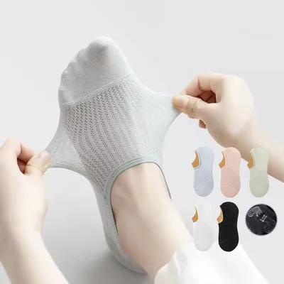 5 Pairs Y2K Kawaii Mesh No-Show Socks For Women Cute Lolita Style Breathable Invisible Ankle Socks Sheer Casual Short Socks Set