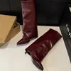 Spitz Frauen Hohe Stiefel Sexy Stilettos Schuhe Winter Elegante Retro Pumpen Mode Kleid Frau Kniehohe Botas 2025, dame Schuhe