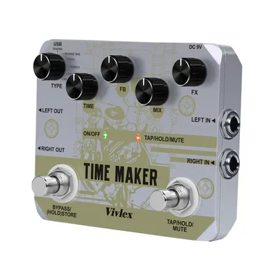VIVLEX Ultimate Time Maker Dual-Fußschalter Multi-Box 11 Arten Verzögerungsband Effekte Pedal Tap Tempo Funktion für Gitarre Bass