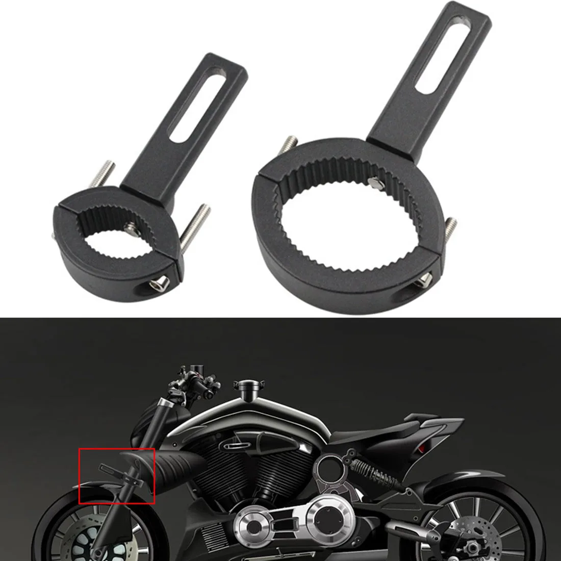 Adjustable Motorcycle Headlight Holder Motorcycle Fog Light Bracket Fork Ear Chopper Headlamp Holder Spotlight Mount Bracket