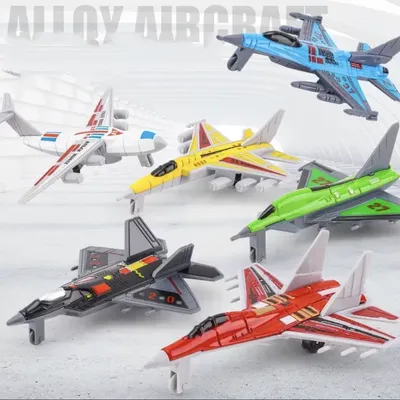 6Pcs/Set Colorful Mini Military Plane Combat Aircraft Diecast Fighter Play Airplane Educational Toys for Children Gift
