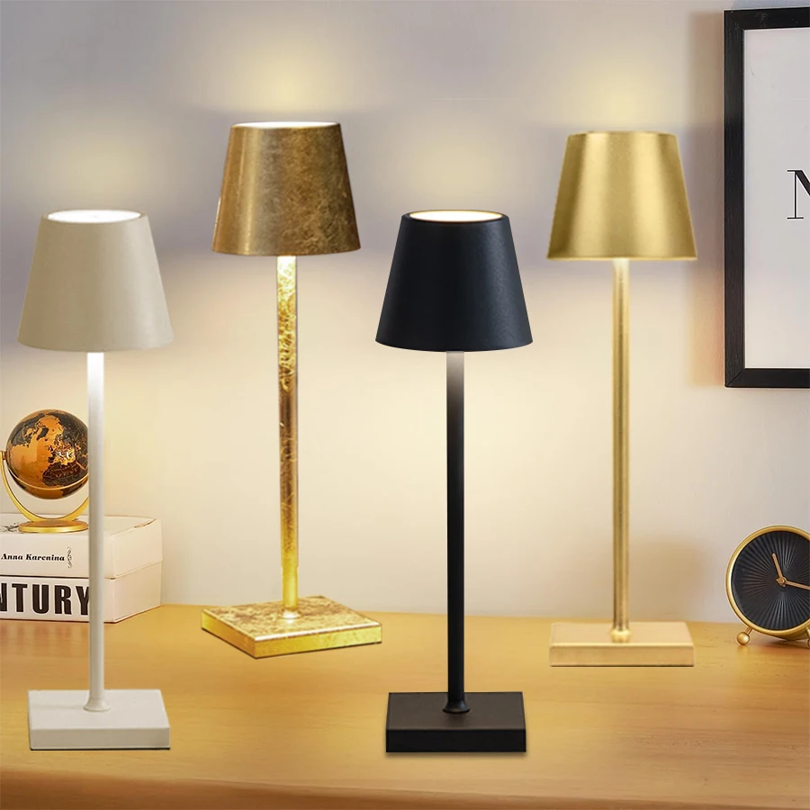 Wiederaufladbare LED-Tischlampe, Touch-Sensor, 3 Farben, Desktop-Nachtlicht, Nachttischlampen, Umgebungslichtleiste, Raumdekoration im Freien