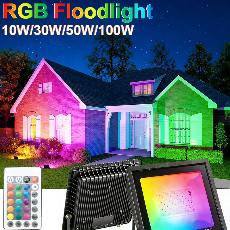 Led RGB Flutlicht 10W 30W 50W 100W IP66 Outdoor Flutlicht Scheinwerfer 220V/110V Reflektor Projektor Garten Brunnen Dekor Lampen