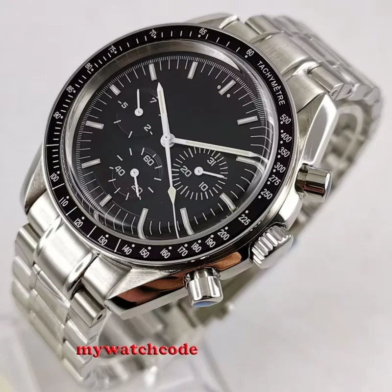 Neue 40 mm schwarze, sterile Zifferblatt, Stahlarmband, Tag- und Wochenanzeige, mechanisches Automatikwerk, Herrenuhr Image