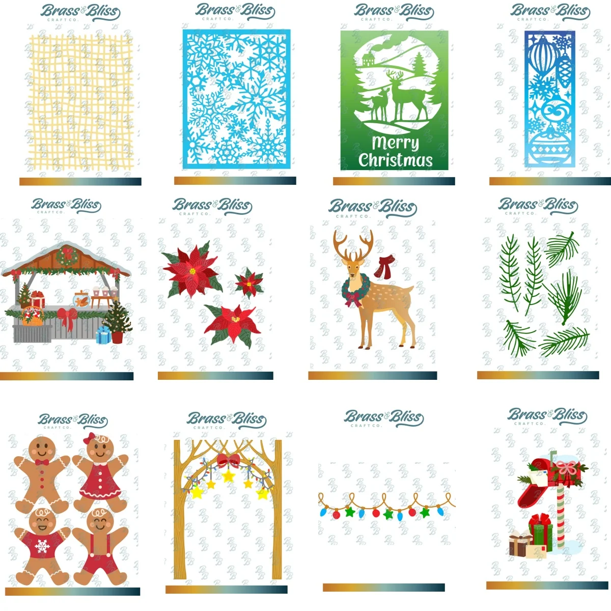 Christmas Flowers Mallbox Frame Collection Clear Stamps Cutting Dies Stencil for DIY Greeting Card Scrapbooking Craft Decoration