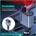 Per iPhone Samsung Caricabatteria da auto retrattile 4 in 1 con Starlight 120W USB C Adattatore per caricabatteria da auto con 2 porte USB Caricatore per telefono da auto