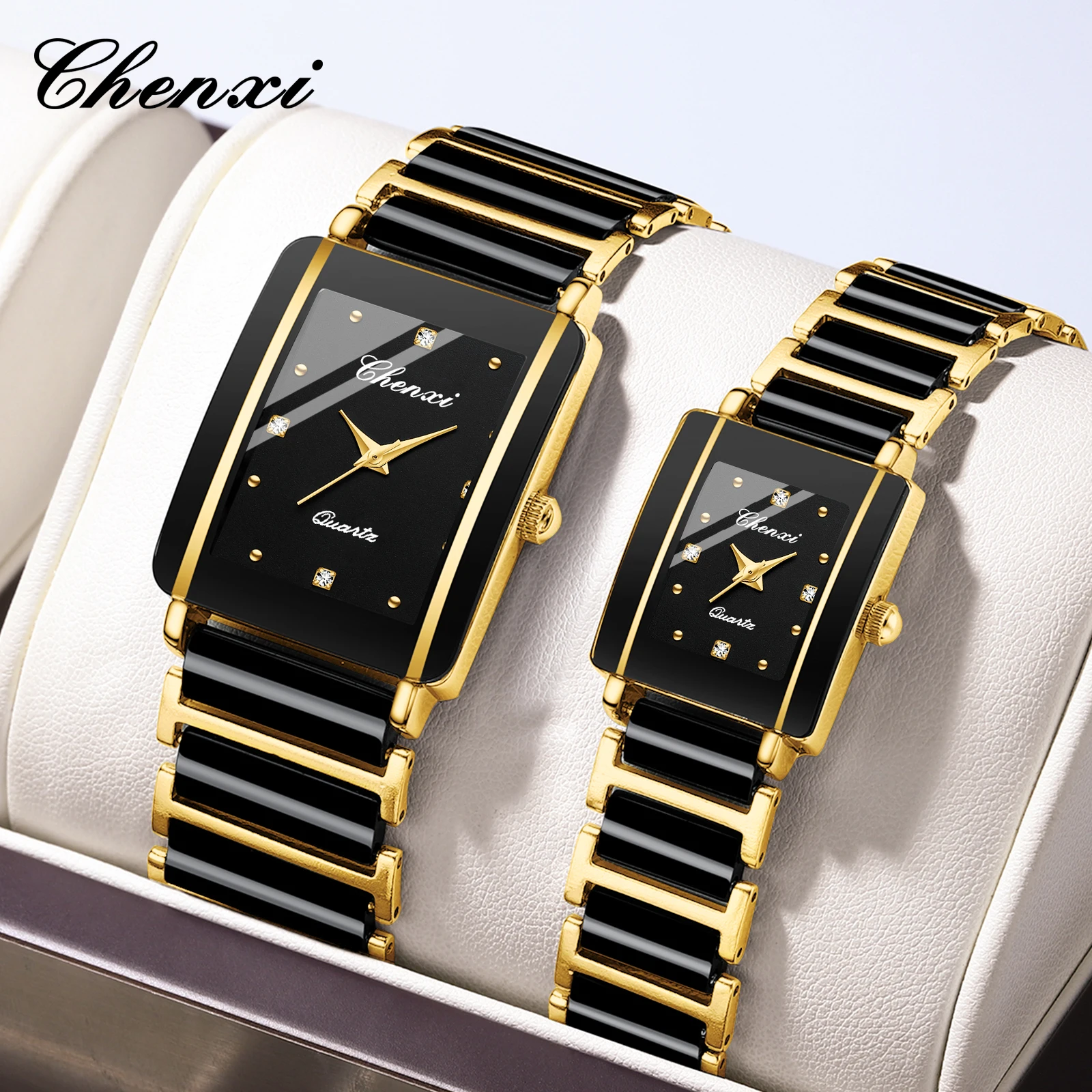 CHENXI 104A Top Marke Luxus Paar Uhr männer und frauen Imitation Keramik Armband Exquisite Datum Uhren uhren para damas Image