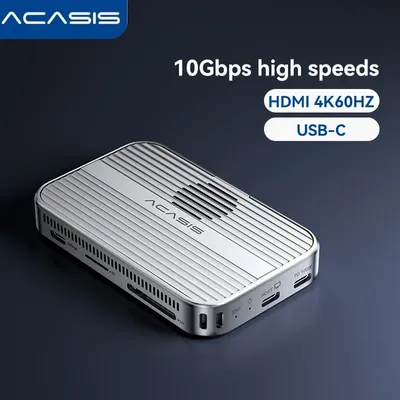 Acasis USB-C SSD Enclosure for iPhone 17/17 Pro|M.2 NVMe External Storage for Mac/Windows Laptop, 10Gbps Transfer Magnetic Adapt