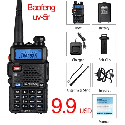 1pcs Baofeng uv 5r walkie talkie radio comunicador Dual band long range Two way Portable FM Amateur radio stations Transceiver