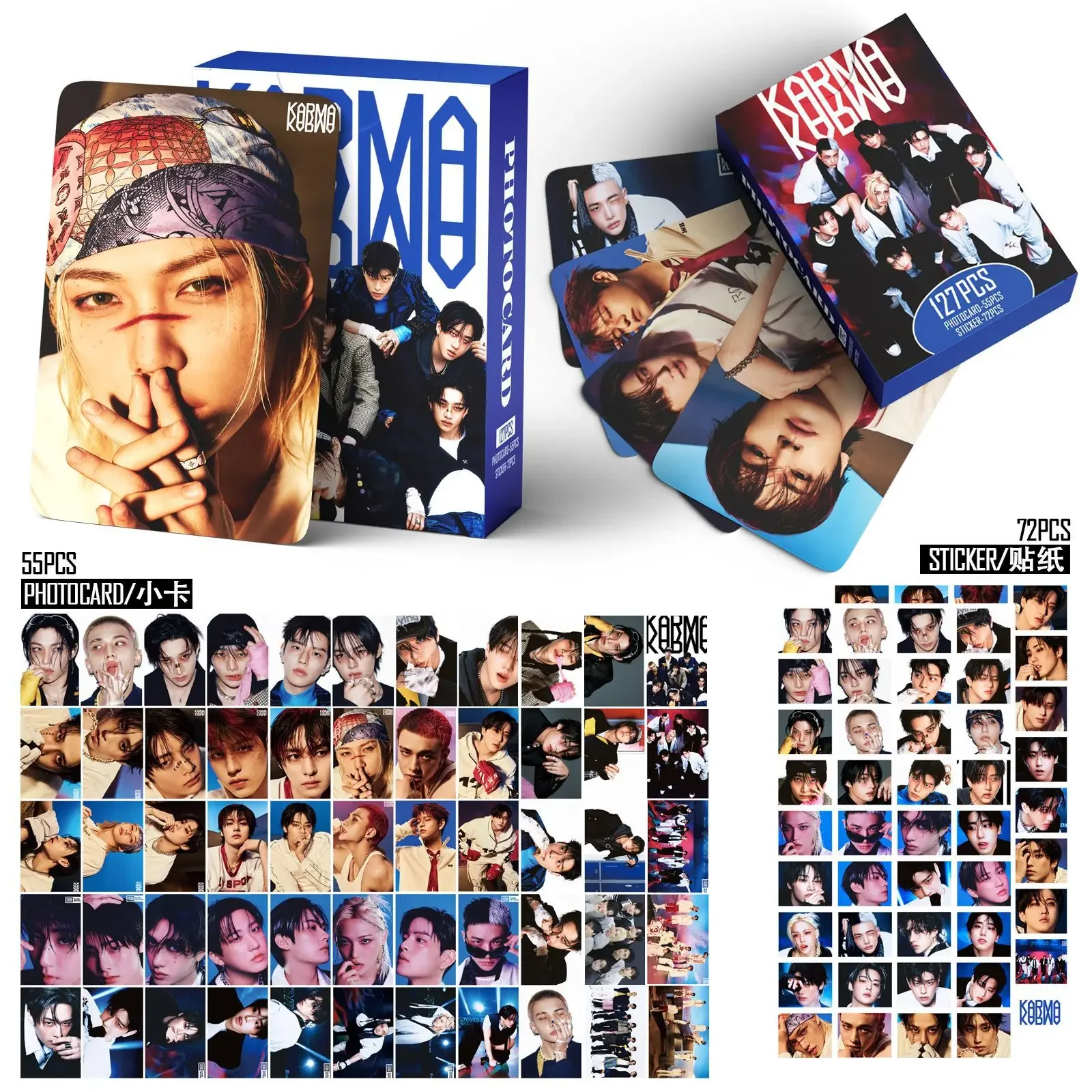 127pcs New Album KARMA HOP Photo Card Photocards Stickers Kpop Merch Lomo Cards Set Fans Collection Cards Gift S