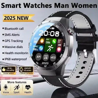 Sport SmartWatches Mann 1,75" AMOLED Bildschirm GPS Tracking Wasserdichte NFC Smart Watch Frauen Herzfrequenz Überwachung BT Anruf Uhr