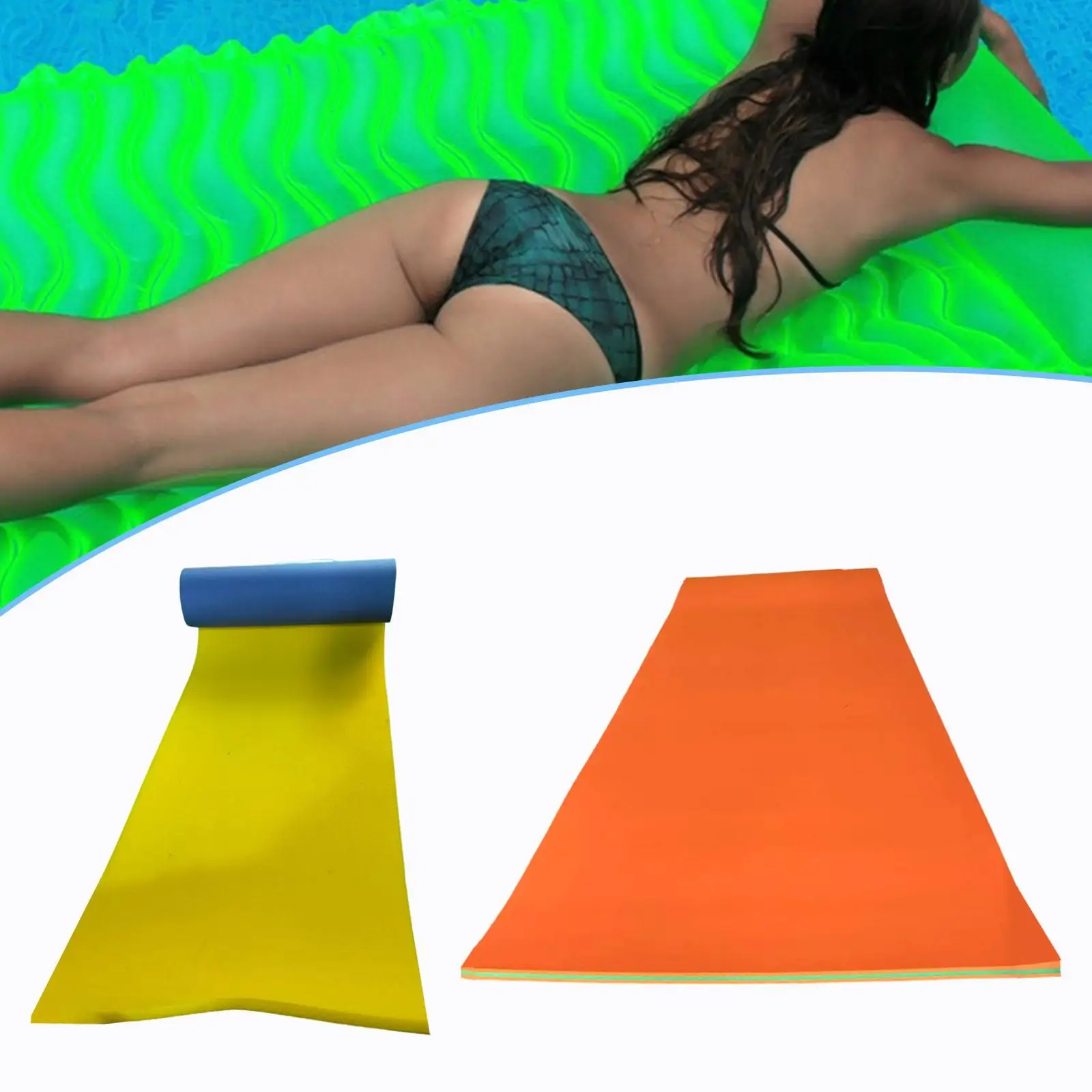 Wasserschwimmermatte, 5,9 Fuß x 1,8 Fuß, hochdichte Poolunterlage, aufrollbare Matratze, Schaumstoff-Schwimmunterlage für Play Lake Party, Schwimmbad, Strand Image