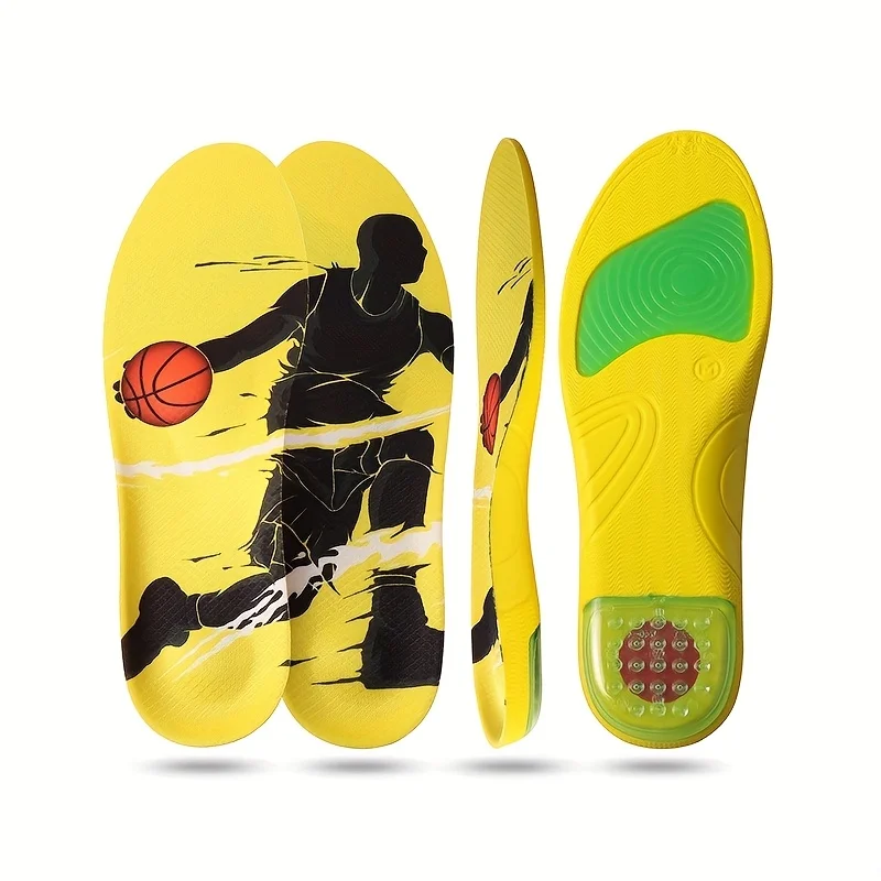 1 Paar PU-Basketball-Einlegesohlen, hohe Elastizität, Laufen, Springen, Sportschuheinlagen, Fußgewölbe-Einlegesohlen für Basketball, Laufen Image
