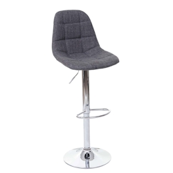 Proregal Barhocker gepolstert und höhenverstellbar mit Lehne | Sitzhöhe 61-81cm | Grau Stoff/Textil | Fuß chrom | Barstuhl Tresenhocker