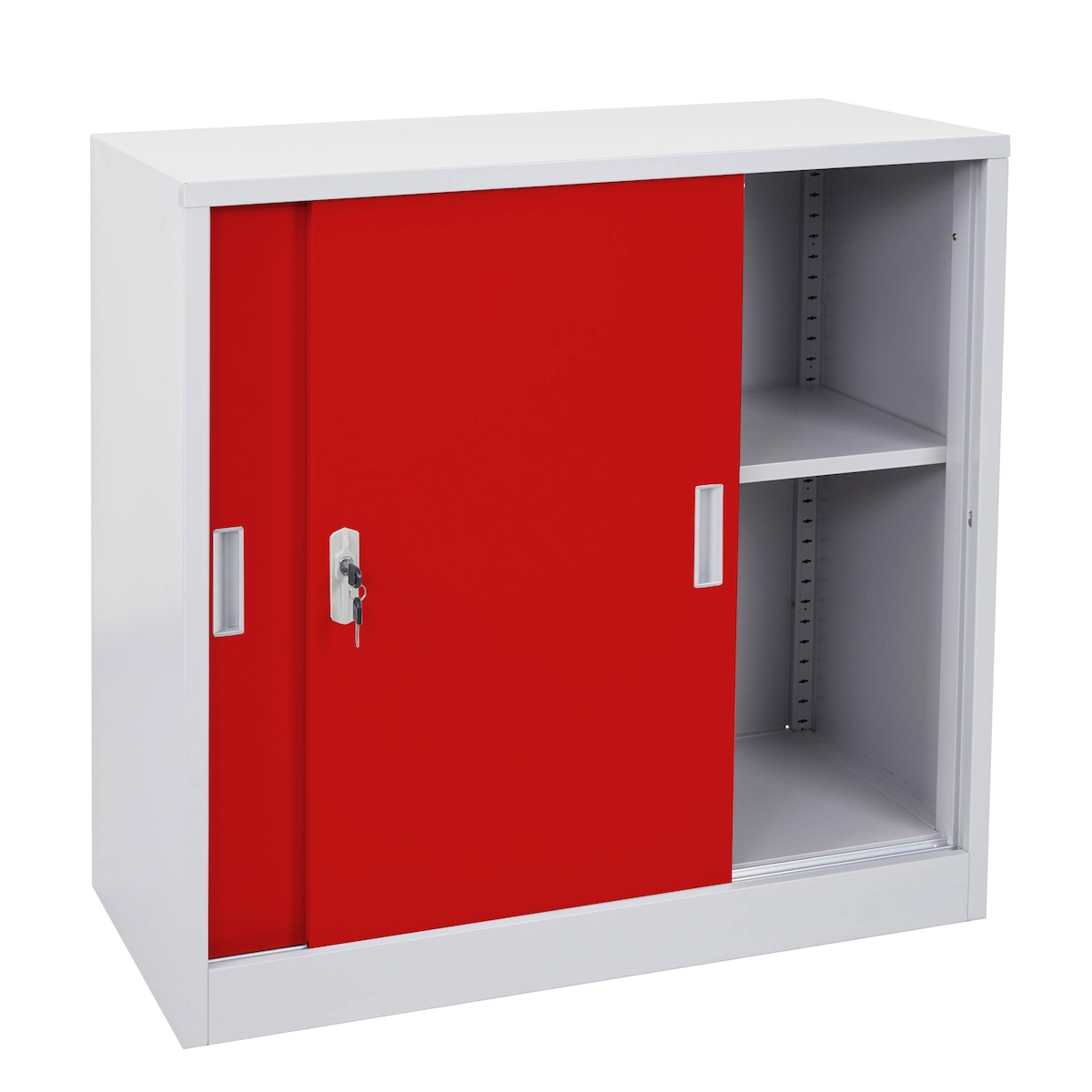 Proregal Aktenschrank, klein | HxBxT 90x90x45cm | mit Schiebetüren | Rot| Stahlschrank Image
