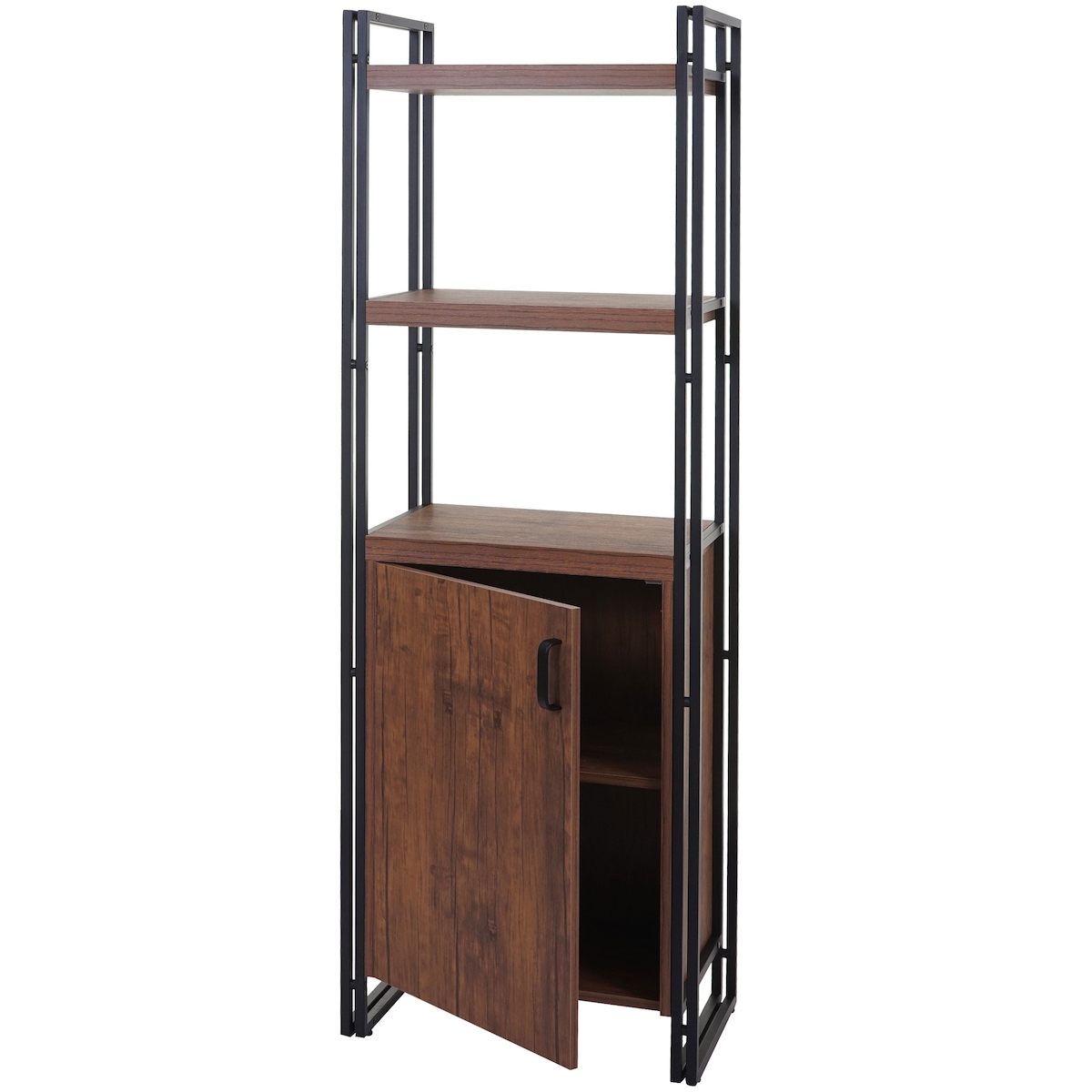 BERLINLODGE Bücherregal | HxBxT 165x55x35cm | Staufach mit Tür | 3D-Struktur Wildeiche-Optik| Regal Standregal Wohnregal Image