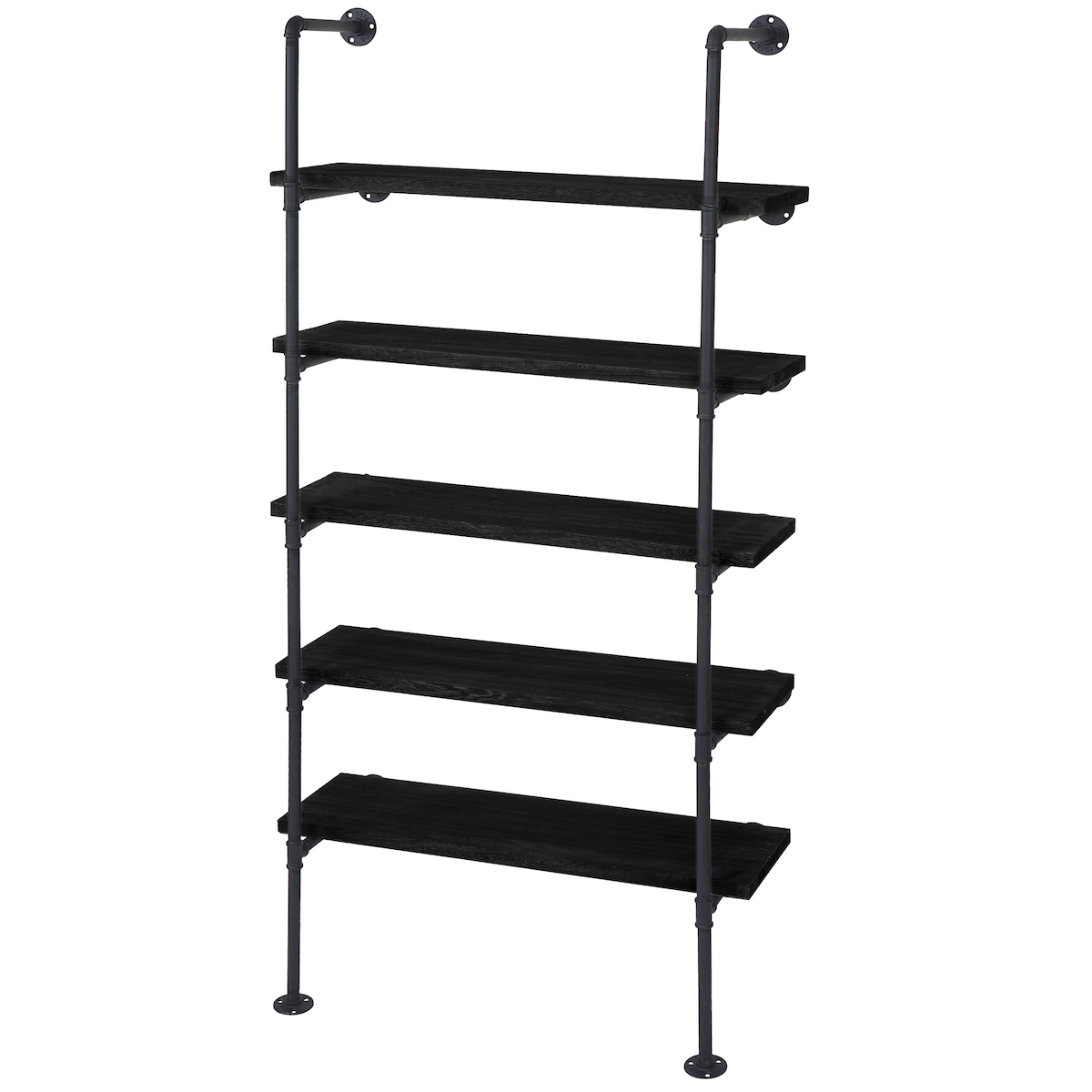 BERLINLODGE Standregal | HxBxT 165x80x28cm | Industriedesign Holz Metall | Dunkelgrau | Wohnregal Bücherregal Ablageregal Image