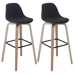 Proregal 2er-Set Barhocker mit Lehne, einfach | Sitzhöhe 76cm | Textil | Dunkelgrau | Barstuhl Tresenhocker mit Lehne