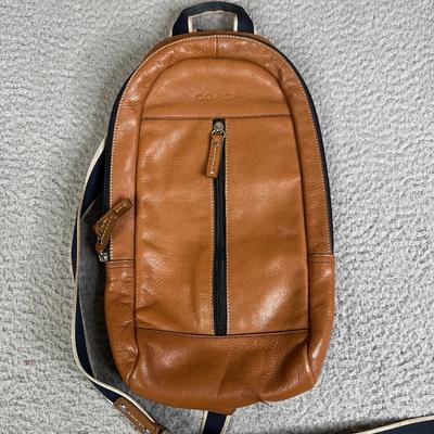 Coach Bags | Coach Mens Heritage Web Leather Sling Bag Travel Backpack 70811 Brown Daypack | Color: Brown | Size: Os