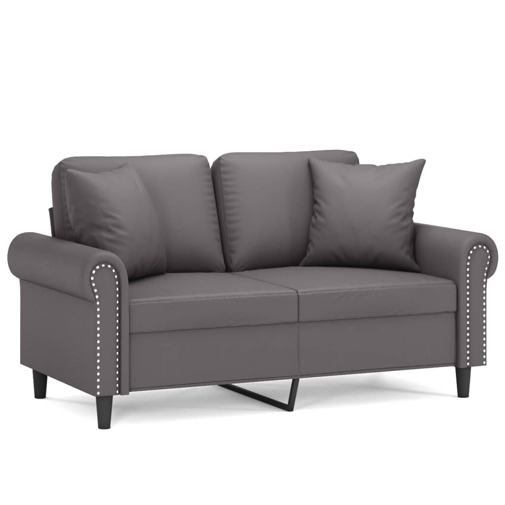 vidaXL 2-Sitzer-Sofa mit Zierkissen Grau 120 cm Kunstleder Image