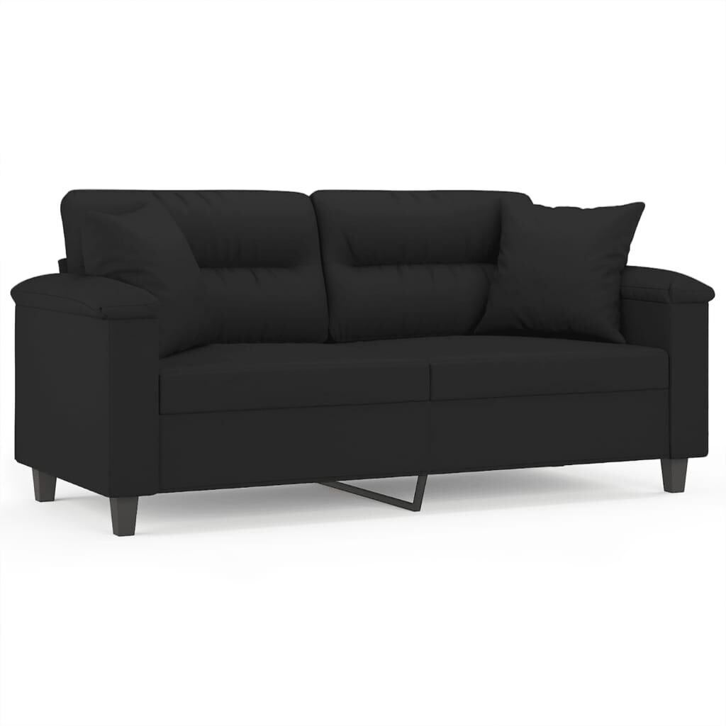 vidaXL 2-Sitzer-Sofa mit Kissen Schwarz 140 cm Mikrofasergewebe Image