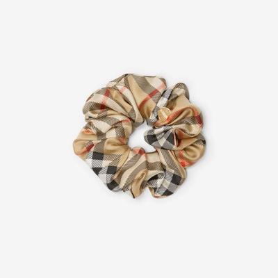 Check Silk Scrunchie - Metallic - Burberry Scarves