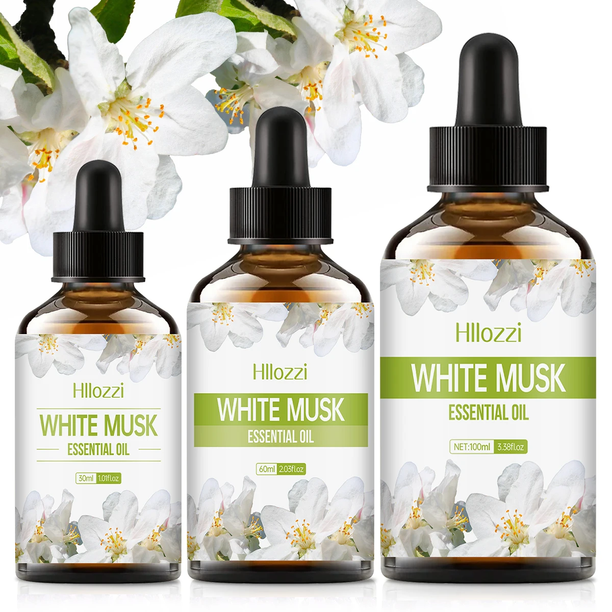100 ml-60 ml-30 ml MUSQUE BLANC,Convient aux diffuseurs de soins du corps et d