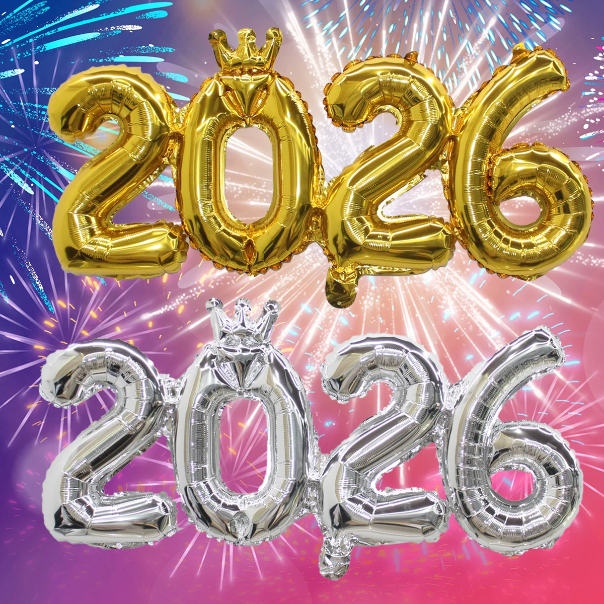 1 Stück Verbindungskrone 2026 Anzahl Folienballons 2026 Figur Luftballon Neujahr Weihnachtsdekorationen Navidad 2026 Image