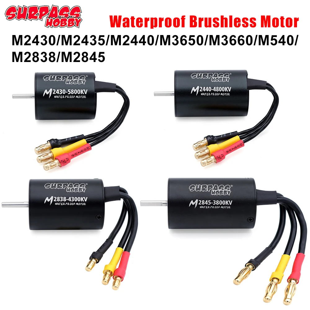 SURPASS HOBBY RC Motor M2430/2435/2440/2838/2845/540/3650/3660 Waterproof Brushless For 1/10 1/12 1/14 1/16 1/18 RC Car Boat