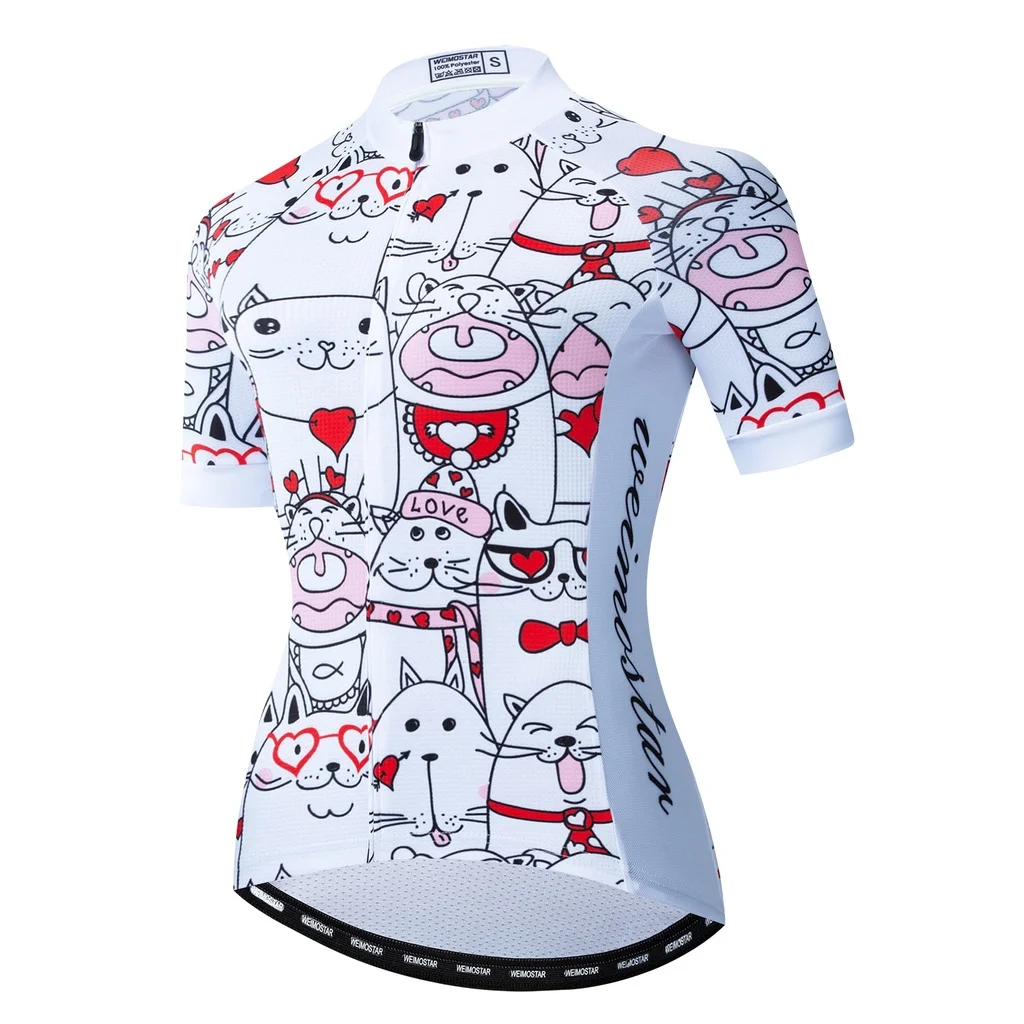 2025, Sommer-Damen-Mountainbike-Kleidung, MTB, Offroad-Motorrad, Weiß, Rot, Outdoor, Mountainbike, kurzärmeliges Radtrikot Image