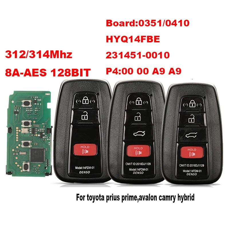 Jingyuqin Fernbedienung Auto Schlüssel Für Toyota Camry Stamm Avalon RAV4 Prius 4Runner Hybrid Highlander HATCH 312/314MHZ Steuerung Image