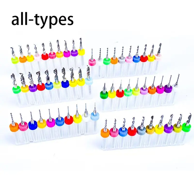 10 pz PCB Set di punte da trapano Micro punte in metallo duro per circuito stampato 1/8 "codolo fisso Mini CNC punte in acciaio al tungsteno 0.1-4.0mm