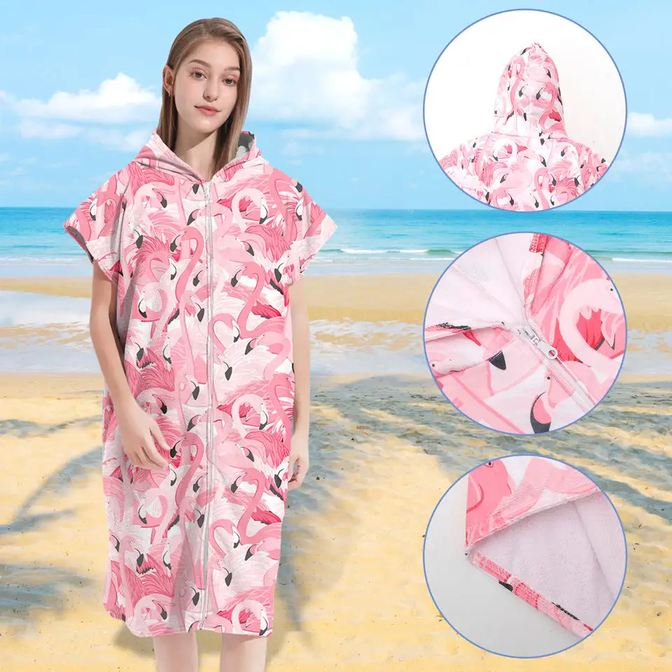 Strandtuch mit Kapuze für Männer und Frauen, Kapuzenhandtücher, Bademantel für Erwachsene, schnell trocknend, leicht, weich, Mikrofaser-Poncho, Bademantel