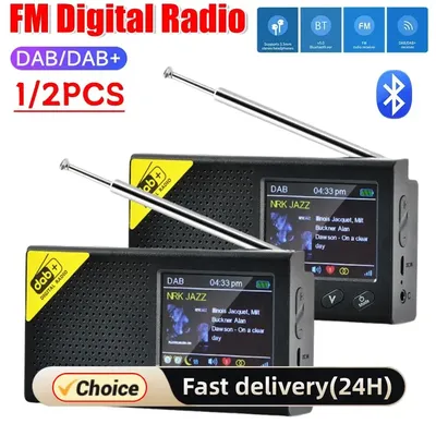 1/2PCS FM Radio Portable Digital Radio Bluetooth 5.0 Stereo DAB+FM Audio Receiver Broadcasting Player Portable for Home office