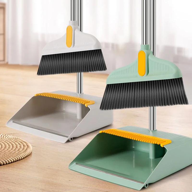 2-teiliges Set Haushaltsbesen und Kehrschaufel-Set, langlebiger Kehrbesen und Kehrschaufel mit langem Griff für Zuhause, Büro, Schule, Wohnheim Image