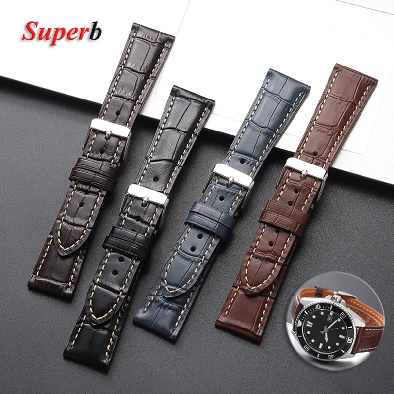 Vintage-Nähte Lederarmband für Seiko 13 mm 15 mm 16 mm 18 mm 19 mm 20 mm 21 mm 22 mm Universal-Ersatz-Lederarmband Image