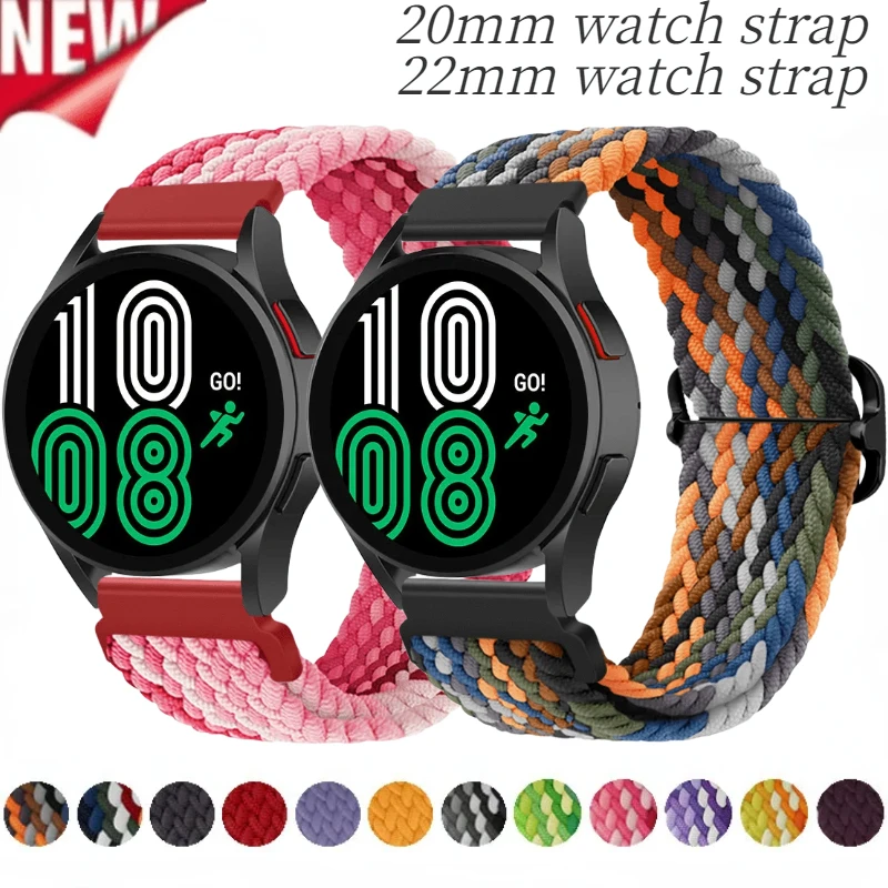 20mm 22mm Nylon Solo Loop Strap für Samsung Watch 6/5/4/3 Active 2/Huawei Watch 4/3/GT4/3/2 geflochtener elastischer Gürtel Amazfit GTR/GTS Image