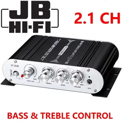 ST-838 HiFi 2.1 Channel Audio Amplifier Bluetooth5.0 80W*2 Stereo Bass and Treble Sound Amplifier Mini Media Player Car Home Amp
