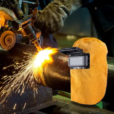 New Heat Resistant Breathable Welding Helmet Mask with Lens Welder Mask Leather Welding Mask Goggles Filter маска Protective Hat