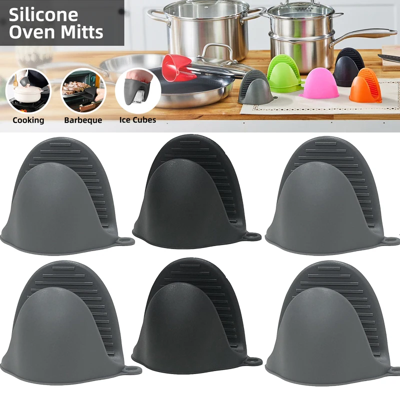 2 Stück Ofenhandschuhe, Silikon-Topfhalter, hitzebeständig, Mini-Ofenhandschuhe für die Küche, verdickte Silikon-Hotpads zum Kochen Image