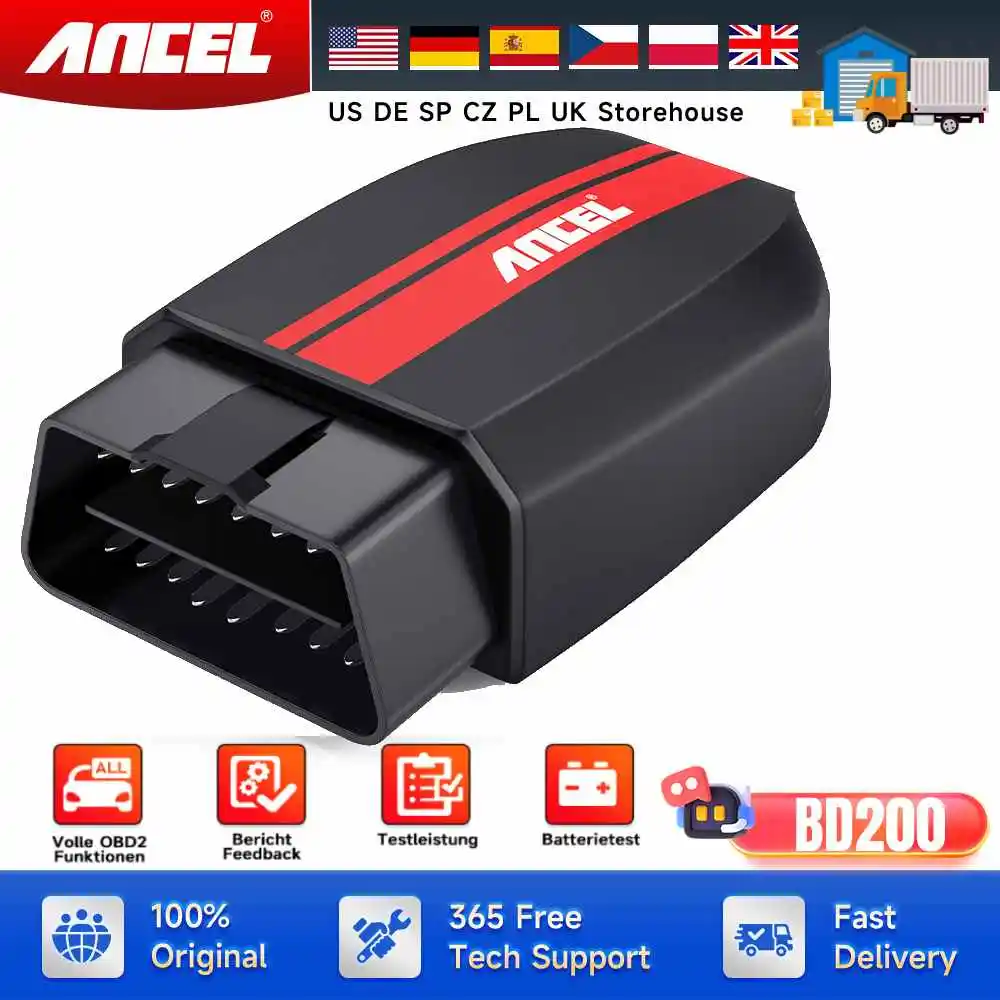 ANCEL BD200 OBD2 Kfz-Scanner, Bluetooth 5.0-Codeleser, überprüfen Sie Motordiagnosetools mit Autobatterietest für Android IOS Image