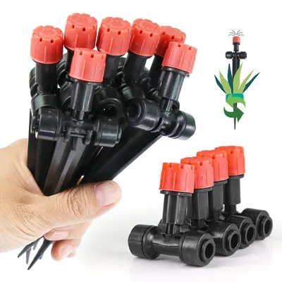 1/4″ 8-hole Sprinkler with Stake 360° Adjustable Dripper Quick Connect Garden Irrigation Pot Plants Agriculture Watering Fitting