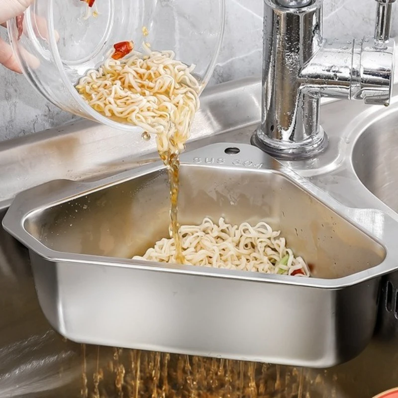 Nuovo lavello da cucina cestello per asfalto in acciaio inossidabile nuovo filtro triangolare rete 304 portaoggetti per piscina lavello per rack per asfalto