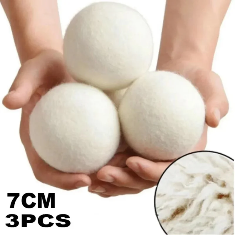 1-6Pcs Reusable Wool Dryer Balls Softener Laundry Home Washing 4/5/6cm Fleece Dry Kit Ball Useful Washing Machine Accessories