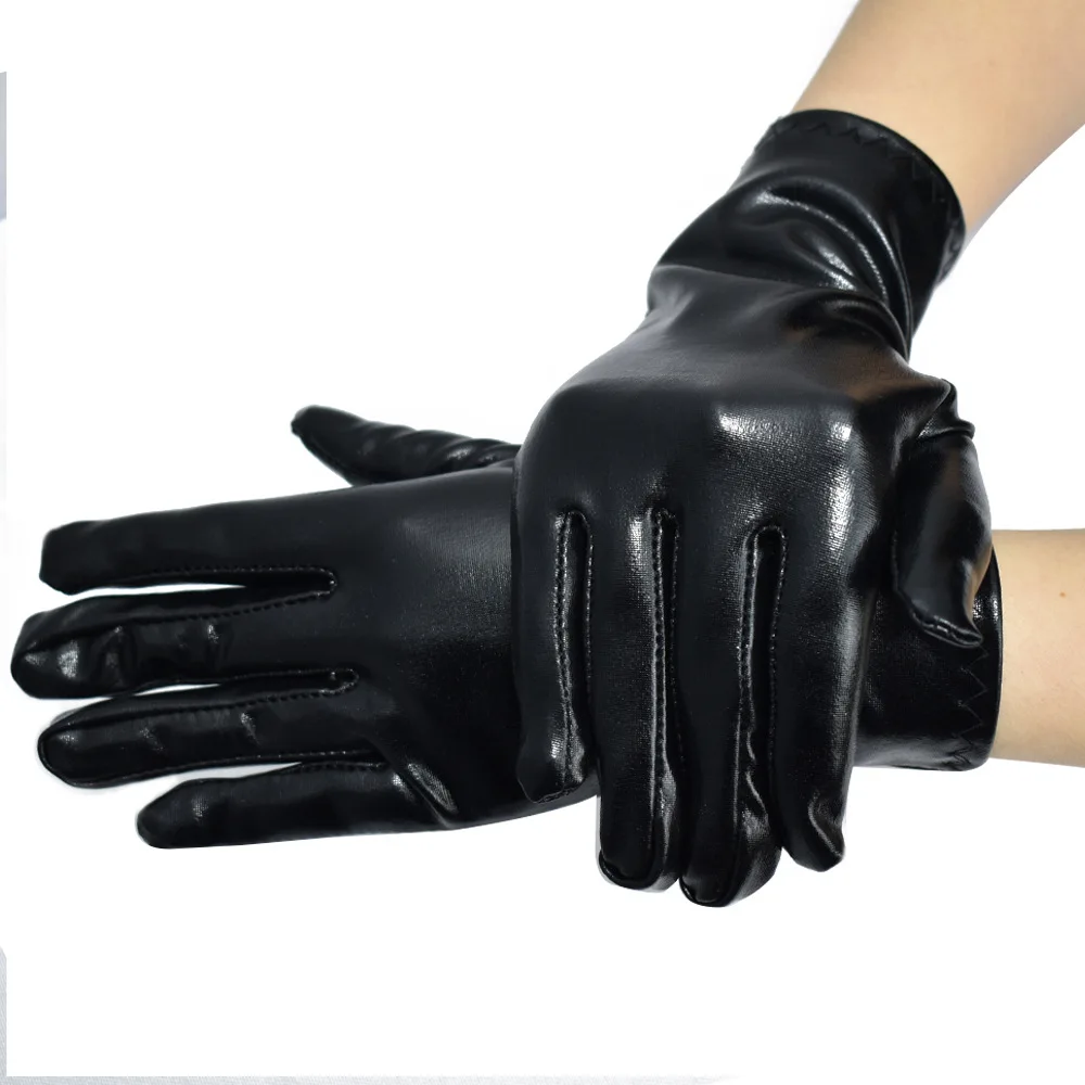 Mode Glänzende Leder Kurze Handschuhe Party Rollenspiel Punk Handschuhe Dance Bühne Leistung Etikette Handschuhe Image