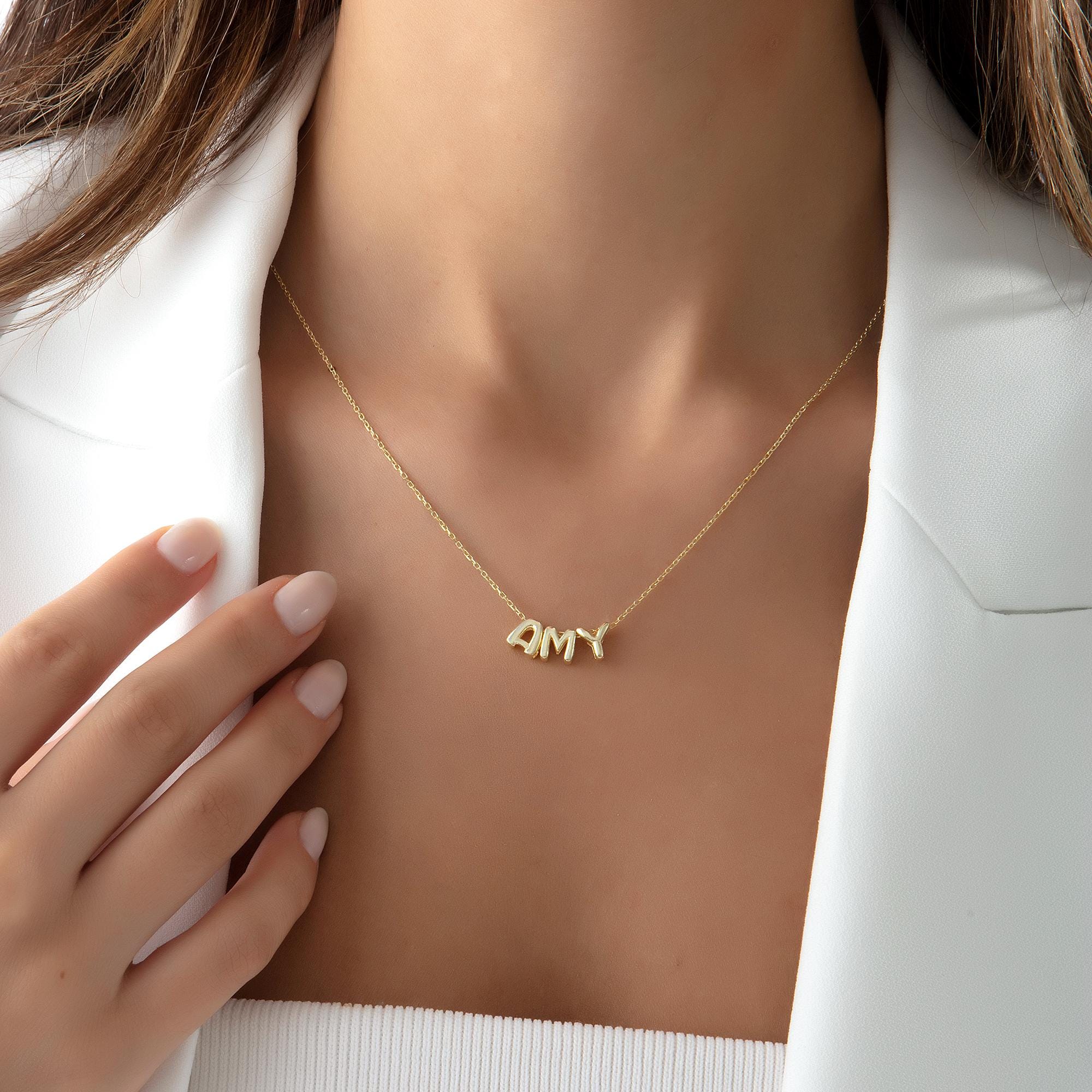Collana con lettera e nome a forma di bolla 3D, collana con nome personalizzato, collana con lettera a palloncino, collana con nome, collana con nome