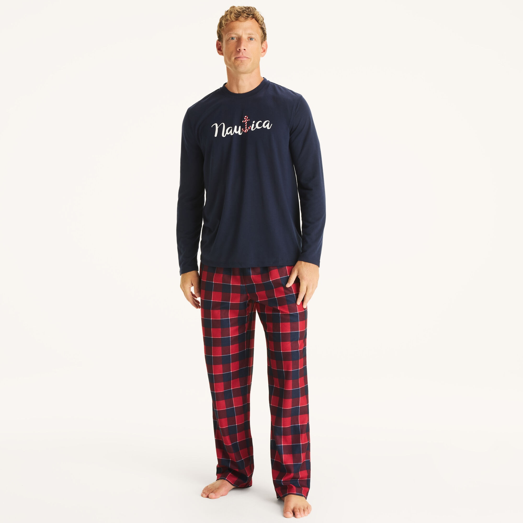 Nautica Men's Men's Family Plaid Pajama Set 644 (Lure Red), M